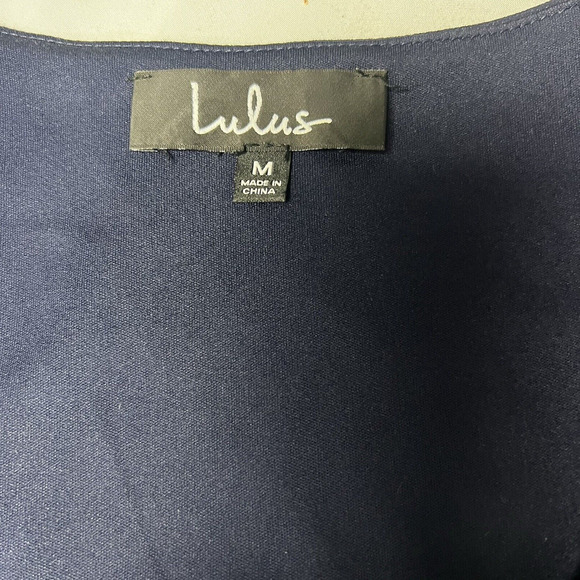 LuLus Mother of the Bride Dress Size M Navy Blue Lined Balloon Slit Sleeves - Picture 4 of 11